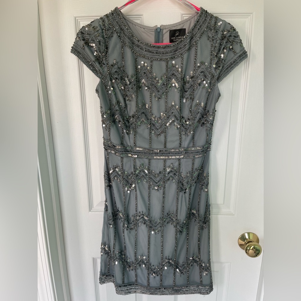 ADRIANNA PAPELL BEADED/SEQUIN DRESS